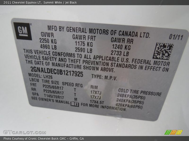 Summit White / Jet Black 2011 Chevrolet Equinox LT