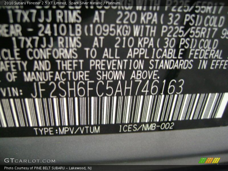 Spark Silver Metallic / Platinum 2010 Subaru Forester 2.5 XT Limited