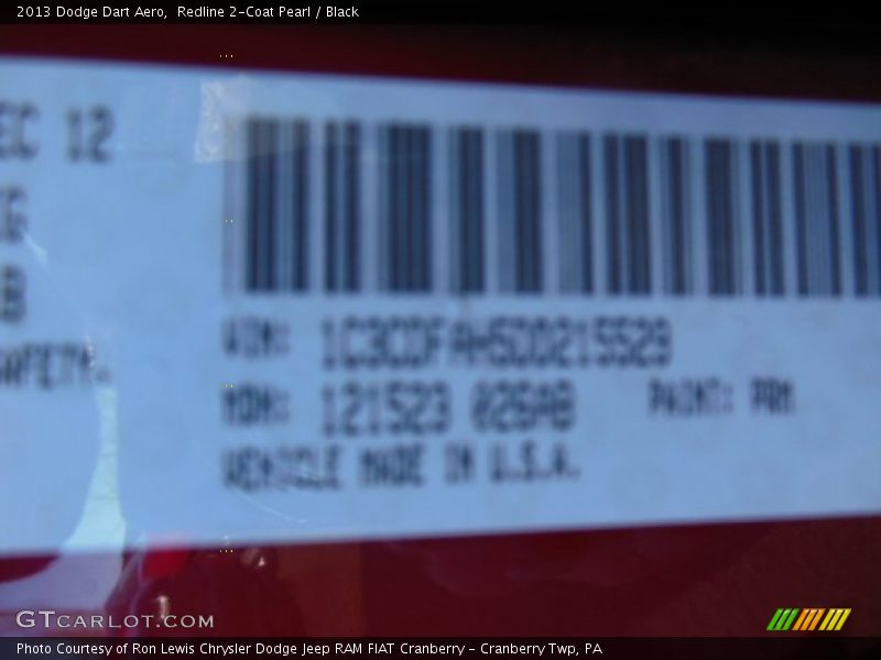 Redline 2-Coat Pearl / Black 2013 Dodge Dart Aero
