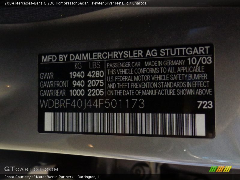 Pewter Silver Metallic / Charcoal 2004 Mercedes-Benz C 230 Kompressor Sedan