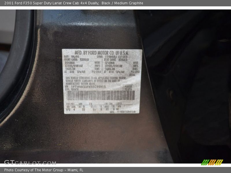 Black / Medium Graphite 2001 Ford F350 Super Duty Lariat Crew Cab 4x4 Dually