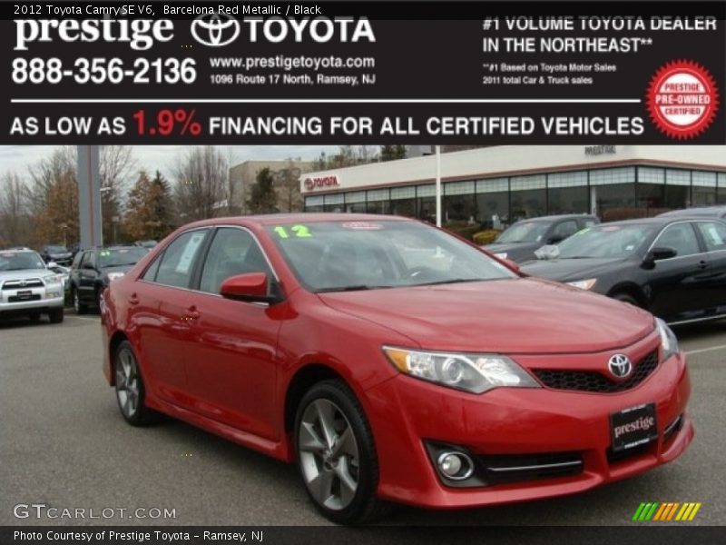 Barcelona Red Metallic / Black 2012 Toyota Camry SE V6