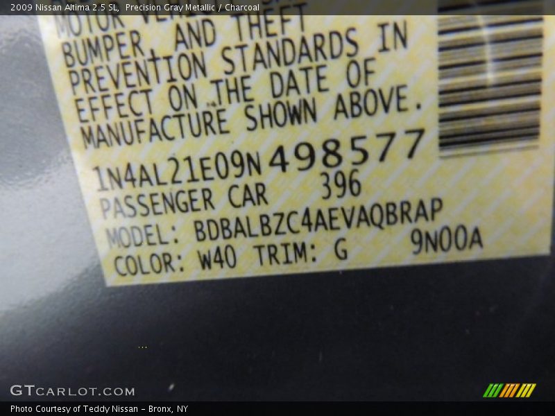 Precision Gray Metallic / Charcoal 2009 Nissan Altima 2.5 SL