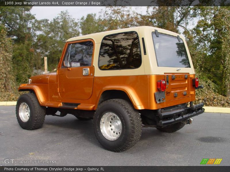 Copper Orange / Beige 1988 Jeep Wrangler Laredo 4x4
