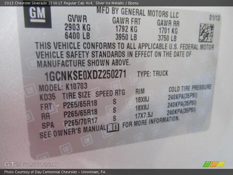 Silver Ice Metallic / Ebony 2013 Chevrolet Silverado 1500 LT Regular Cab 4x4