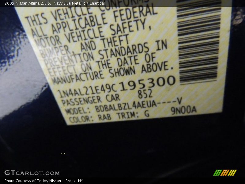 Navy Blue Metallic / Charcoal 2009 Nissan Altima 2.5 S