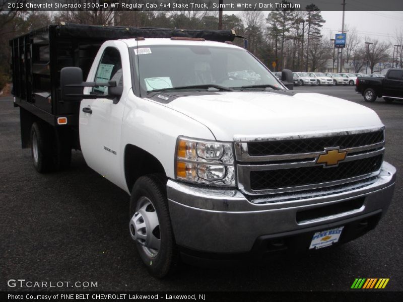 Summit White / Dark Titanium 2013 Chevrolet Silverado 3500HD WT Regular Cab 4x4 Stake Truck