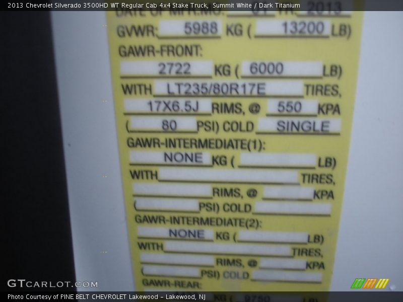 Summit White / Dark Titanium 2013 Chevrolet Silverado 3500HD WT Regular Cab 4x4 Stake Truck
