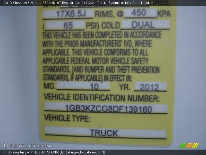 Summit White / Dark Titanium 2013 Chevrolet Silverado 3500HD WT Regular Cab 4x4 Stake Truck