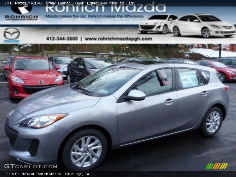 Liquid Silver Metallic / Black 2013 Mazda MAZDA3 i Grand Touring 5 Door