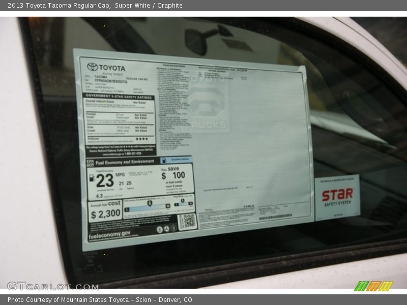 Super White / Graphite 2013 Toyota Tacoma Regular Cab