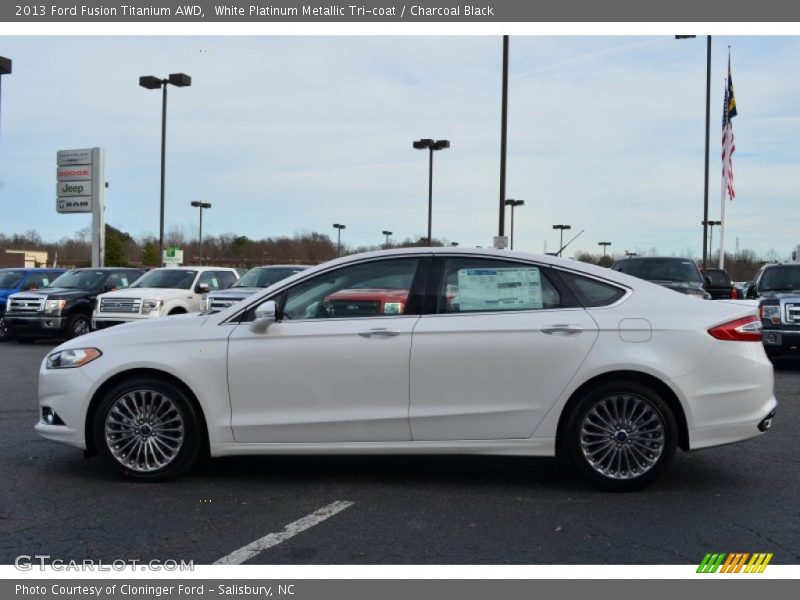 White Platinum Metallic Tri-coat / Charcoal Black 2013 Ford Fusion Titanium AWD