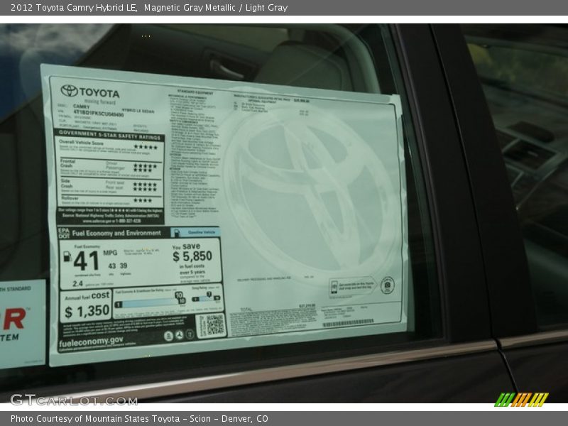 Magnetic Gray Metallic / Light Gray 2012 Toyota Camry Hybrid LE