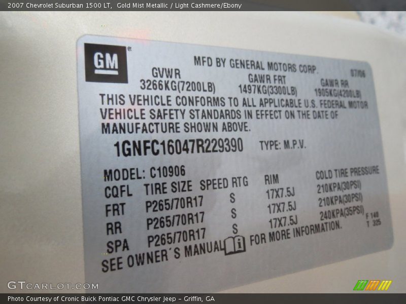 Gold Mist Metallic / Light Cashmere/Ebony 2007 Chevrolet Suburban 1500 LT