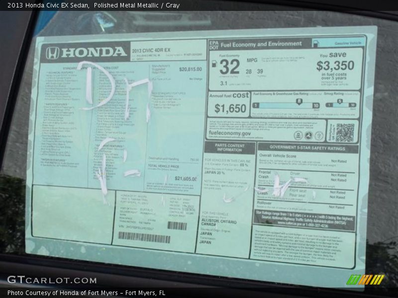 Polished Metal Metallic / Gray 2013 Honda Civic EX Sedan