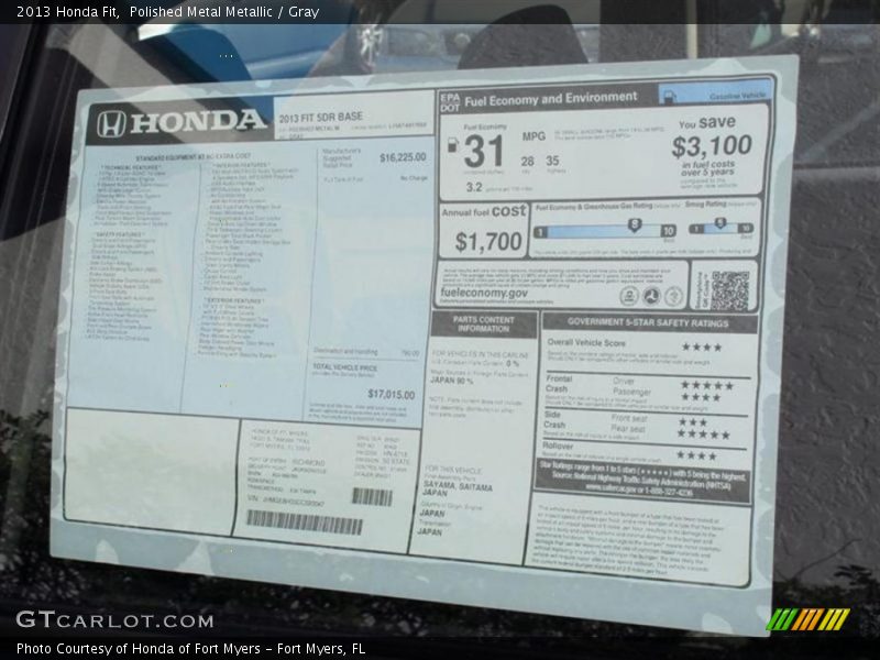 Polished Metal Metallic / Gray 2013 Honda Fit