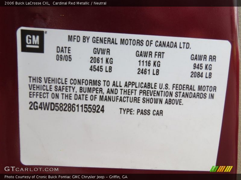 Cardinal Red Metallic / Neutral 2006 Buick LaCrosse CXL