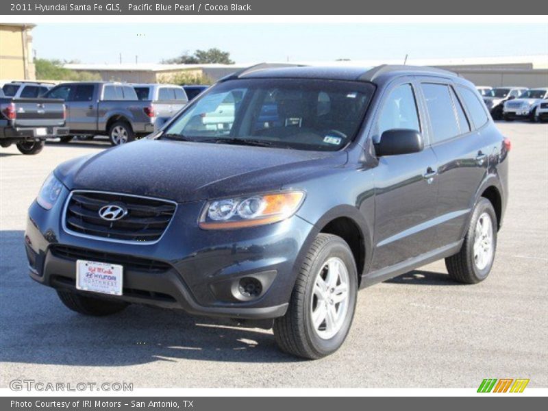 Pacific Blue Pearl / Cocoa Black 2011 Hyundai Santa Fe GLS