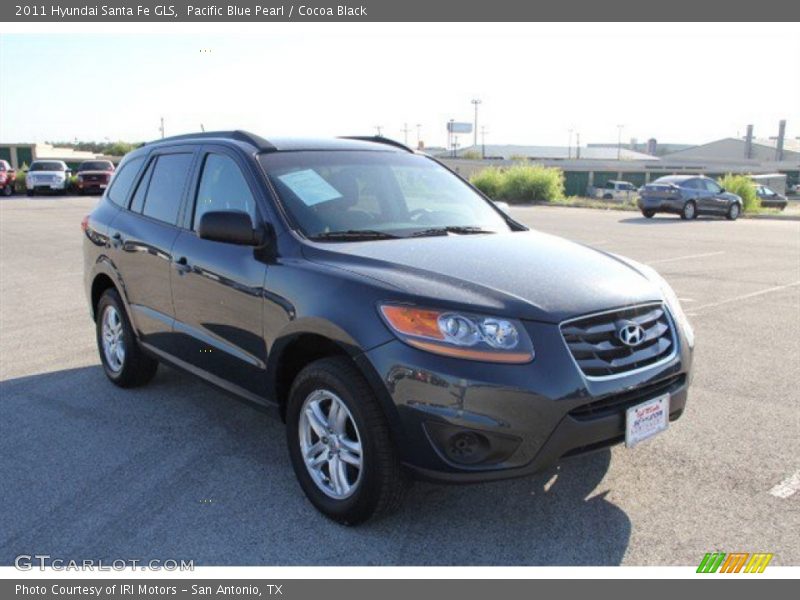Pacific Blue Pearl / Cocoa Black 2011 Hyundai Santa Fe GLS