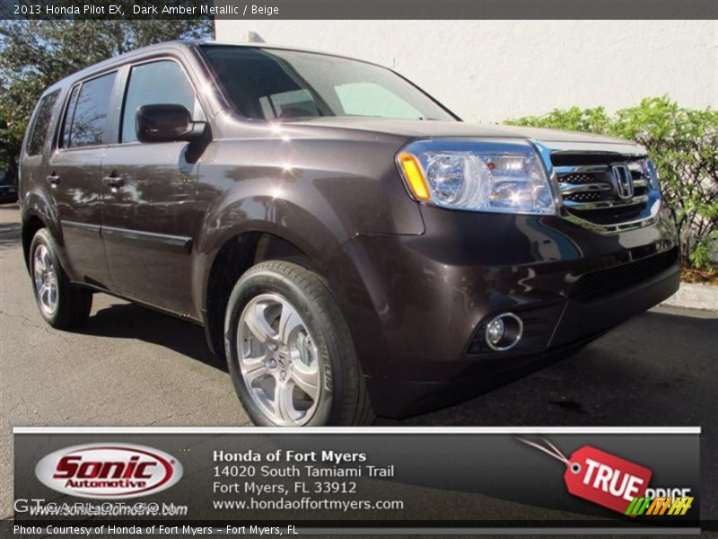 Dark Amber Metallic / Beige 2013 Honda Pilot EX