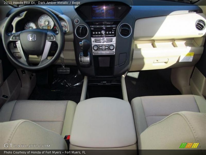 Dark Amber Metallic / Beige 2013 Honda Pilot EX