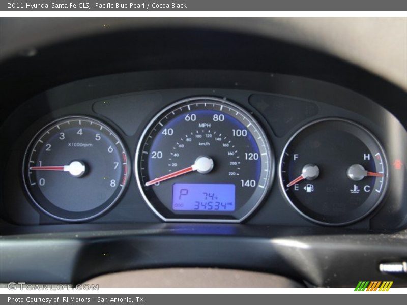 Pacific Blue Pearl / Cocoa Black 2011 Hyundai Santa Fe GLS