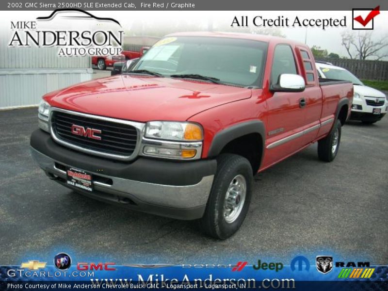 Fire Red / Graphite 2002 GMC Sierra 2500HD SLE Extended Cab