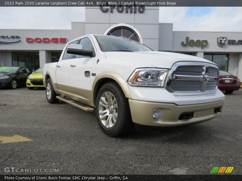 Bright White / Canyon Brown/Light Frost Beige 2013 Ram 1500 Laramie Longhorn Crew Cab 4x4