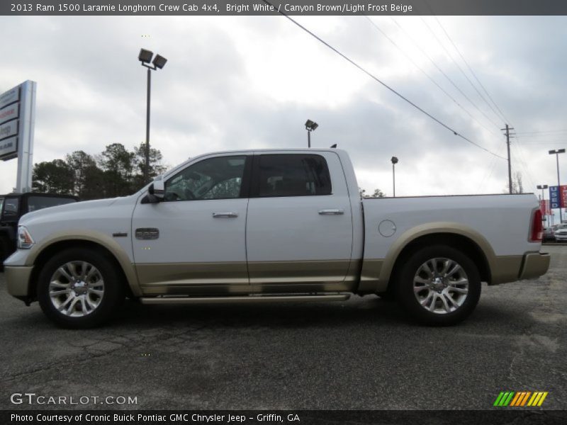 Bright White / Canyon Brown/Light Frost Beige 2013 Ram 1500 Laramie Longhorn Crew Cab 4x4