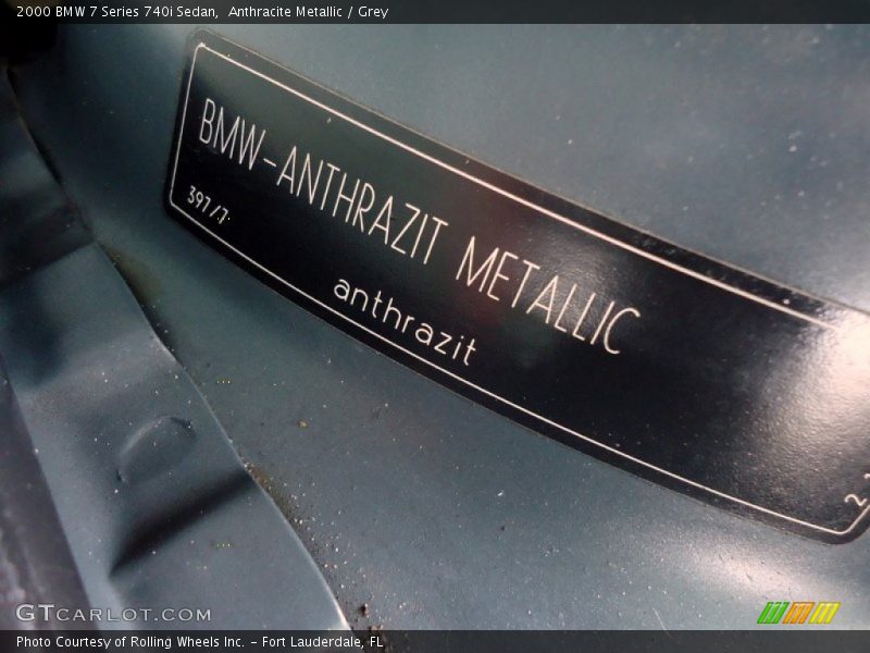 2000 7 Series 740i Sedan Anthracite Metallic Color Code 397