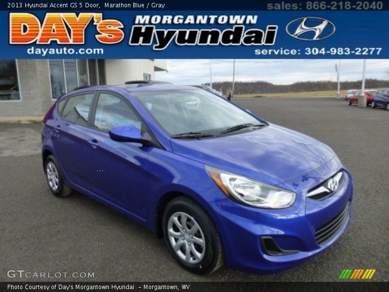 Marathon Blue / Gray 2013 Hyundai Accent GS 5 Door