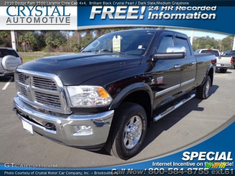 Brilliant Black Crystal Pearl / Dark Slate/Medium Graystone 2010 Dodge Ram 3500 Laramie Crew Cab 4x4