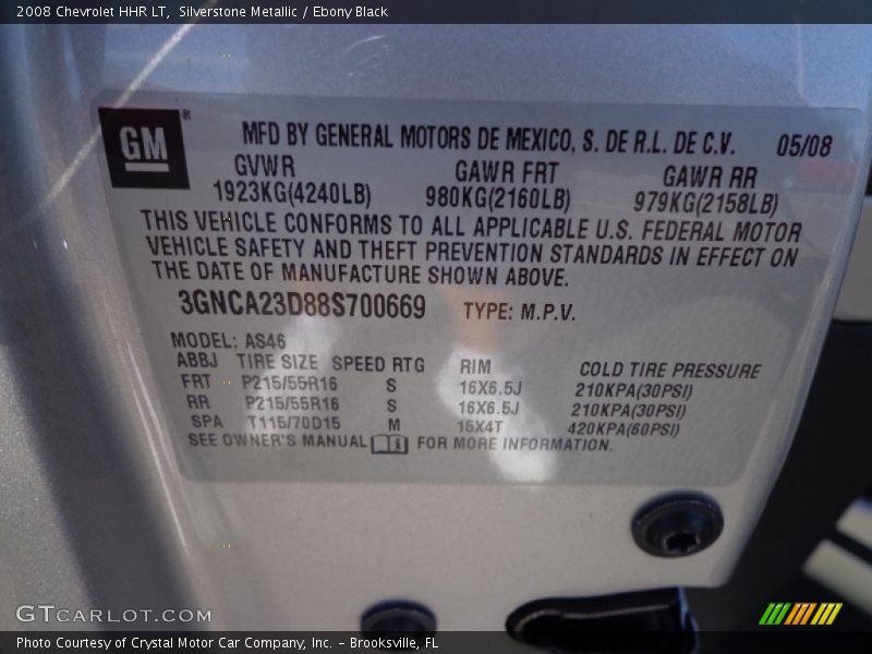 Silverstone Metallic / Ebony Black 2008 Chevrolet HHR LT