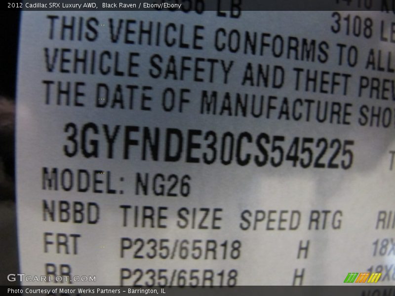 Black Raven / Ebony/Ebony 2012 Cadillac SRX Luxury AWD