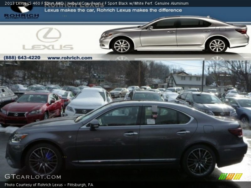 Nebula Gray Pearl / F Sport Black w/White Perf. Genuine Aluminum 2013 Lexus LS 460 F Sport AWD