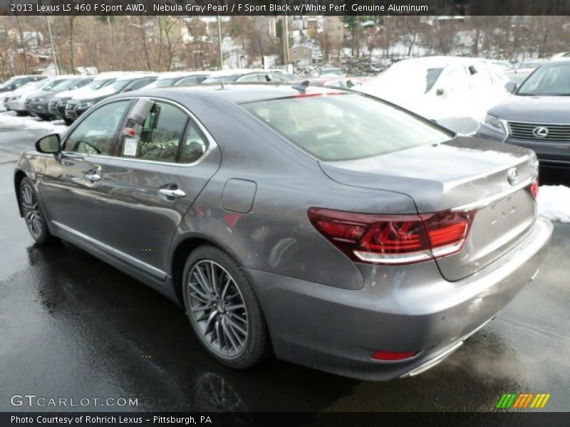 Nebula Gray Pearl / F Sport Black w/White Perf. Genuine Aluminum 2013 Lexus LS 460 F Sport AWD