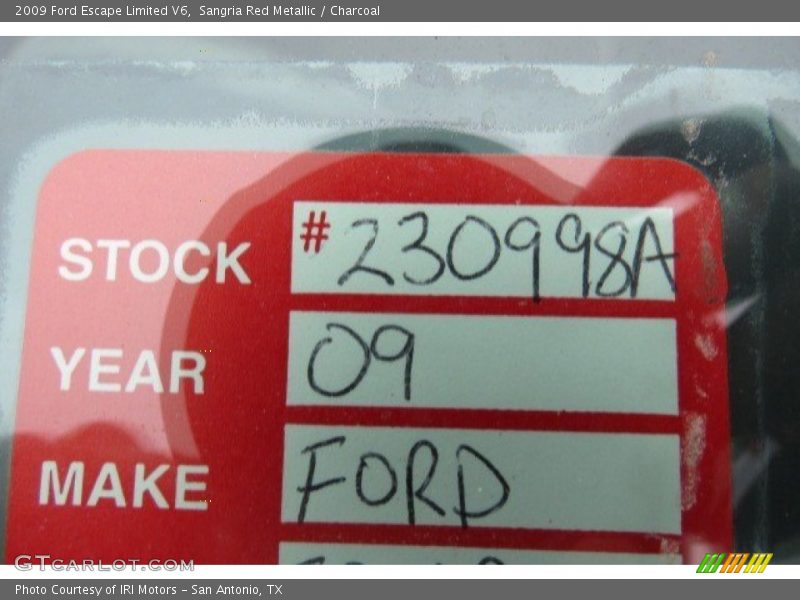Sangria Red Metallic / Charcoal 2009 Ford Escape Limited V6