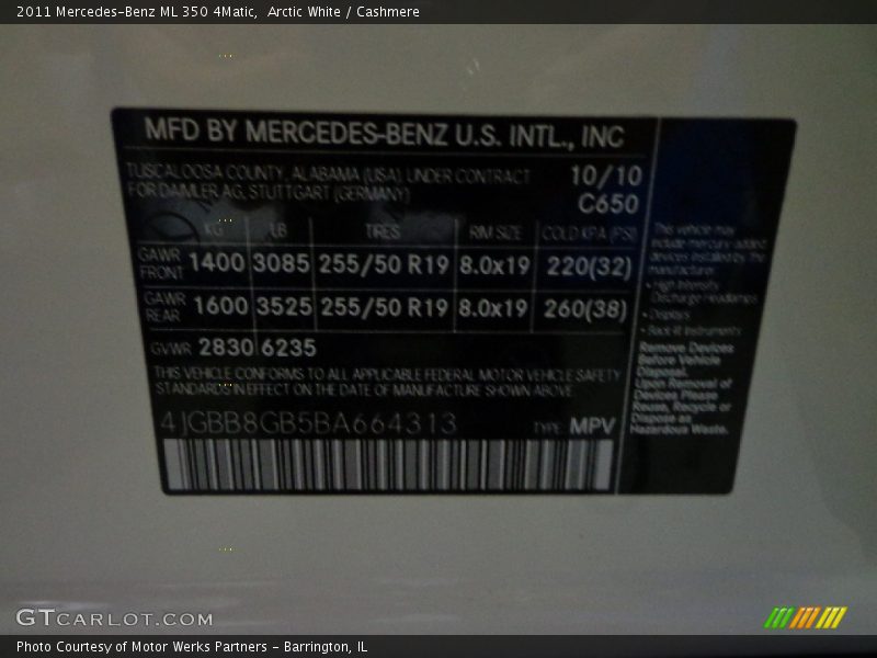 Arctic White / Cashmere 2011 Mercedes-Benz ML 350 4Matic