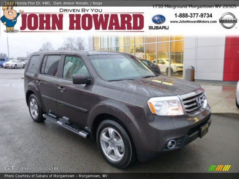 Dark Amber Metallic / Beige 2012 Honda Pilot EX 4WD
