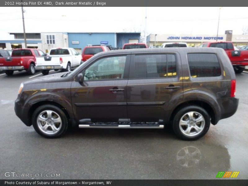 Dark Amber Metallic / Beige 2012 Honda Pilot EX 4WD