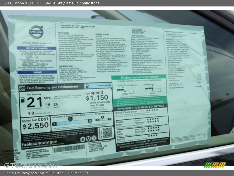 Saville Grey Metallic / Sandstone 2013 Volvo XC60 3.2
