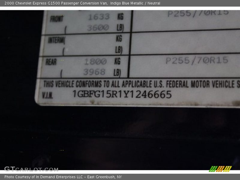 Indigo Blue Metallic / Neutral 2000 Chevrolet Express G1500 Passenger Conversion Van