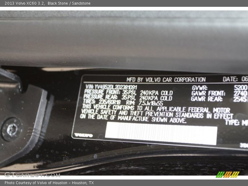 Black Stone / Sandstone 2013 Volvo XC60 3.2