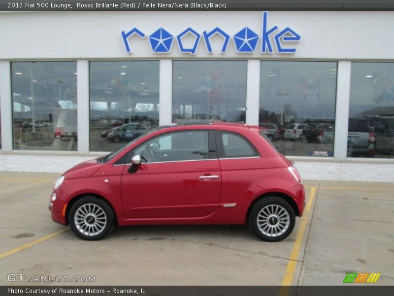 Rosso Brillante (Red) / Pelle Nera/Nera (Black/Black) 2012 Fiat 500 Lounge
