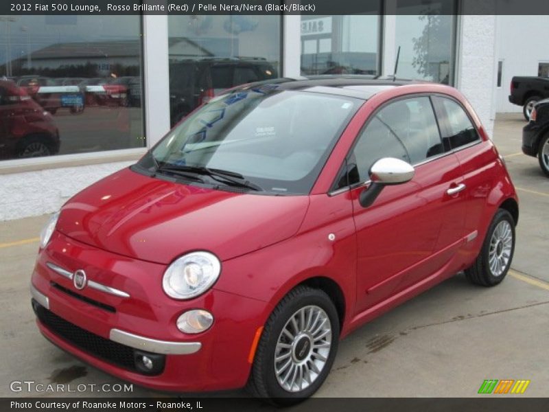 Rosso Brillante (Red) / Pelle Nera/Nera (Black/Black) 2012 Fiat 500 Lounge