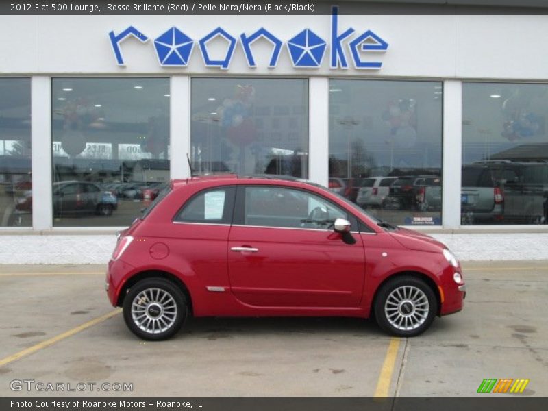Rosso Brillante (Red) / Pelle Nera/Nera (Black/Black) 2012 Fiat 500 Lounge