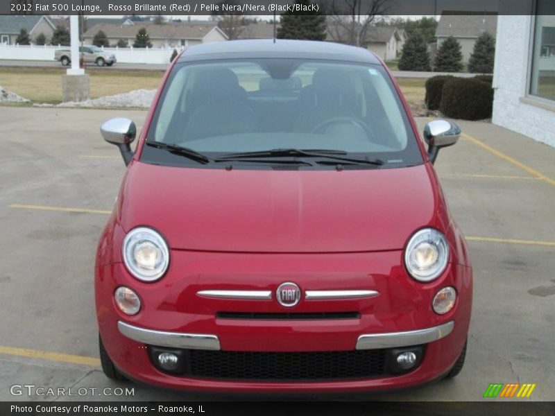 Rosso Brillante (Red) / Pelle Nera/Nera (Black/Black) 2012 Fiat 500 Lounge