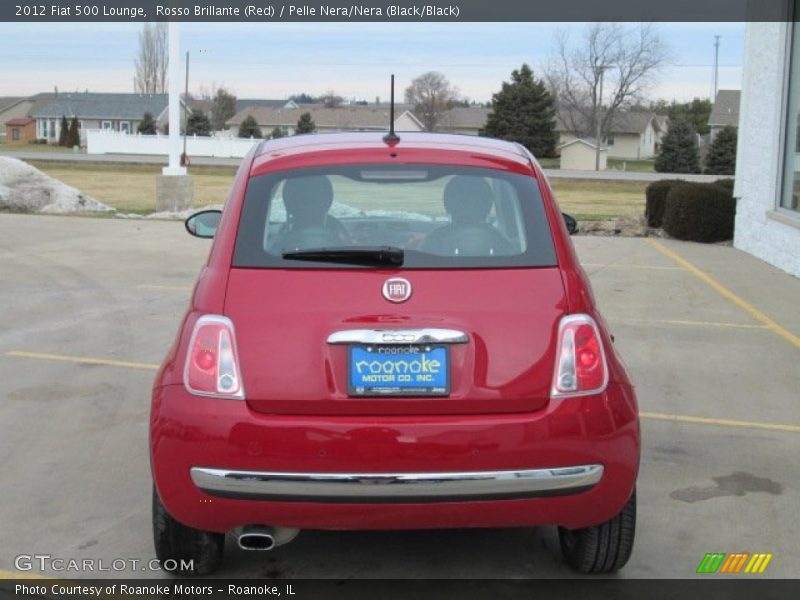 Rosso Brillante (Red) / Pelle Nera/Nera (Black/Black) 2012 Fiat 500 Lounge