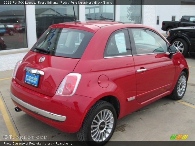 Rosso Brillante (Red) / Pelle Nera/Nera (Black/Black) 2012 Fiat 500 Lounge