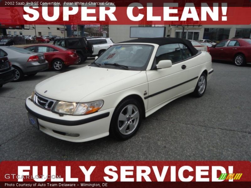 Polar White / Charcoal Gray 2002 Saab 9-3 SE Convertible